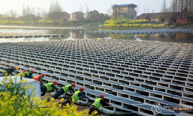 中国能建益阳北港长河渔光互补光伏工程春意盎然